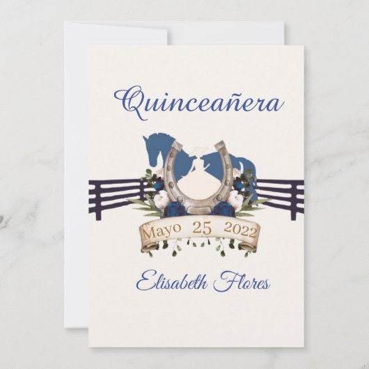 Save The Date Quinceañera Blue Royal Charra, Charro Western (Dos)