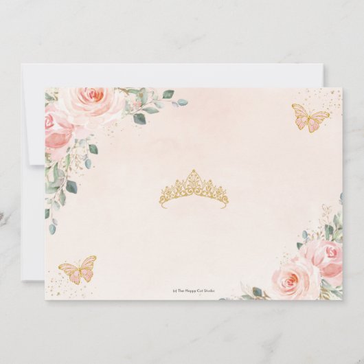 Save The Date Quinceañera Blush Rose Rose Floral Butterfly Photo (Dos)