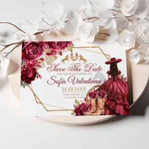 Save The Date Quinceañera Bourguignon Or Charra Cheval