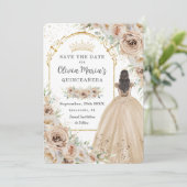Save The Date Quinceañera Champagne Crème beige Florale Princess (Debout devant)