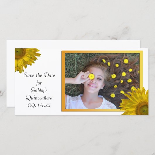 Save The Date Quinceanera de tournesol jaune Enregistrer la date (Devant / Derrière)