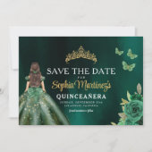 Save The Date Quinceanera d'or vert émeraude (Devant)