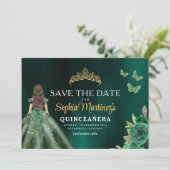 Save The Date Quinceanera d'or vert émeraude (Debout devant)