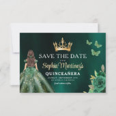 Save The Date Quinceanera d'or vert émeraude (Devant)
