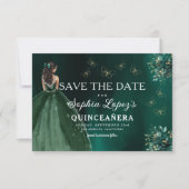 Save The Date Quinceanera d'or vert émeraude (Devant)