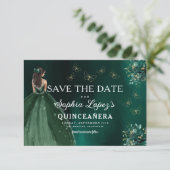 Save The Date Quinceanera d'or vert émeraude (Debout devant)