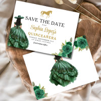 Quinceanera d'or vert émeraude