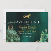 Save The Date Quinceanera d'or vert émeraude (Devant)