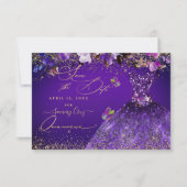 Save The Date Quinceanera Enregistrer la date Violet Robe violet (Devant)