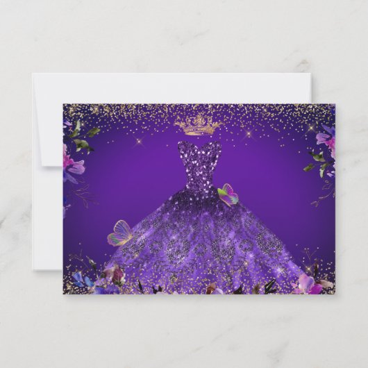 Save The Date Quinceanera Enregistrer la date Violet Robe violet (Dos)