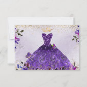 Save The Date Quinceanera Enregistrer la date Violet Robe violet (Dos)