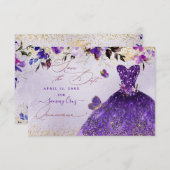 Save The Date Quinceanera Enregistrer la date Violet Robe violet (Devant / Derrière)