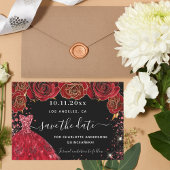 Save The Date Quinceanera fleurs de robe rouge noire
