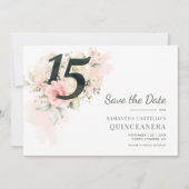 Save The Date Quinceanera Floral rustique 15e anniversaire (Devant)