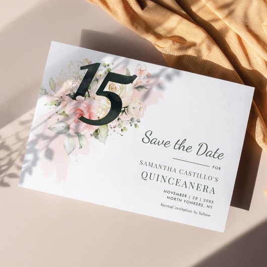 Save The Date Quinceanera Floral rustique 15e anniversaire