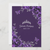 Save The Date Quinceanera Florale Argent Violet (Dos)