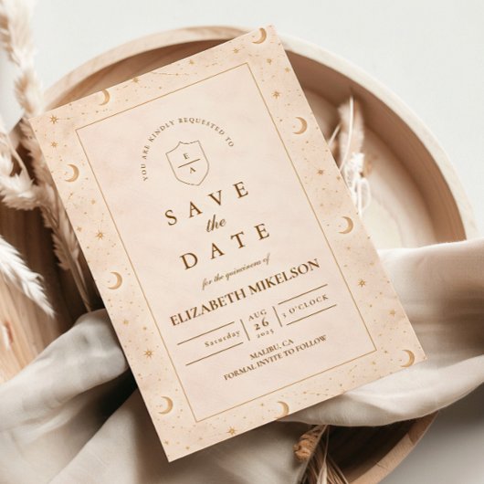Save The Date Quinceañera Lune d'Or Céleste