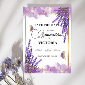 Save The Date Quinceañera or lavande violette papillon floral