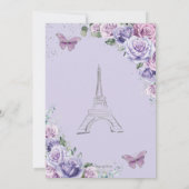 Save The Date Quinceañera Purple Floral Paris Eiffel Papillons (Dos)
