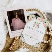 Save The Date Quinceañera rose Floral Enregistrer la date Photo
