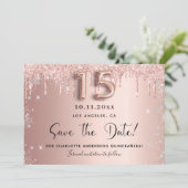 Save The Date Quinceanera rose or argent parties scintillant enr (Debout devant)