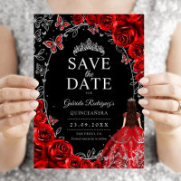 Quinceanera Rouge Argent Noir