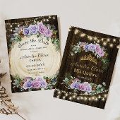 Save The Date Quinceañera Rustique Violet Floral Enchantée Forêt