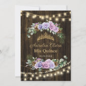 Save The Date Quinceañera Rustique Violet Floral Enchantée Forêt (Dos)