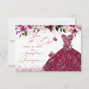 Save The Date Quinceanera Sauvez la date Cherry rouge robe