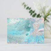 Save The Date Quinceanera Sauvez la date Silver Aqua Blue robe (Debout devant)