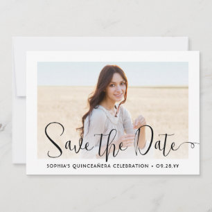 Save The Date Quinceañera Script tendance Chic Modern 2 Photo