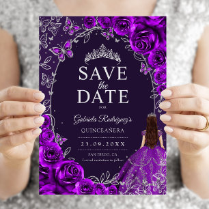 Save The Date Quinceanera Violet Argent