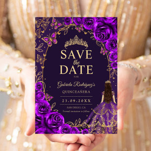 Save The Date Quinceanera Violet Or