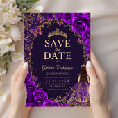 Save The Date Quinceanera Violet Or