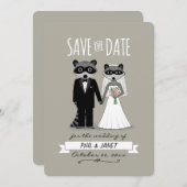 Save The Date Raccoons mariage Enregistrer la date (Devant / Derrière)
