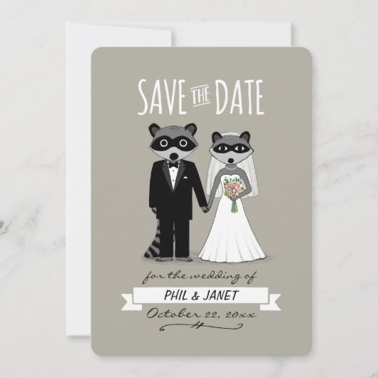 Save The Date Raccoons mariage Enregistrer la date (Devant)