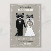 Raccoons Mariage Enregistrer la date (gris chaud)