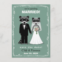 Raccoons Mariage Enregistrer la date Turquoise