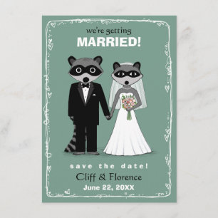 Save The Date Raccoons Mariage Enregistrer la date Turquoise