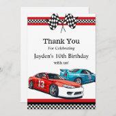 Save The Date Race Car Anniversaire, merci (Devant / Derrière)