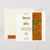 Save The Date Radha Krishna Mural painting Indian Hindu (Devant / Derrière)