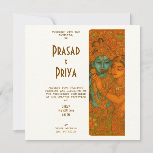 Save The Date Radha Krishna Mural painting Indian Hindu (Devant)