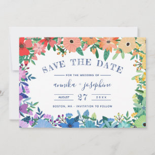Save The Date Rainbow Flowers Mariage LGBT Enregistrer la date