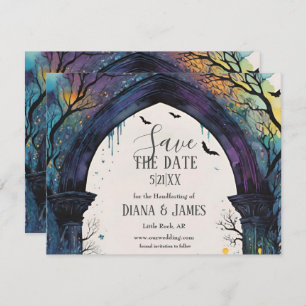 Save The Date Rainbow Forest Castle Arch Pagan Handfasting