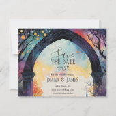 Save The Date Rainbow Forest Castle Arch Pagan Handfasting (Devant)