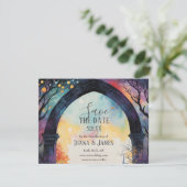 Save The Date Rainbow Forest Castle Arch Pagan Handfasting (Debout devant)