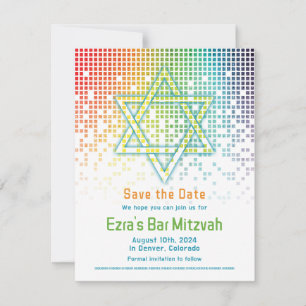 Save The Date Rainbow Pixels jeu vidéo Gamer Bar Mitzvah