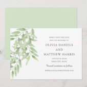 Save The Date Rameaux d'olive élégants. Mariage simple botanique (Devant / Derrière)