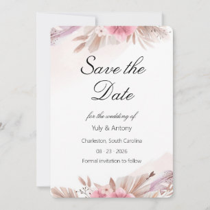 Save The Date Rappel de mariage au champagne rose romantique