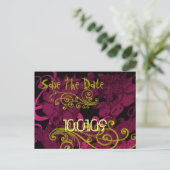 Save the Date - Rasberry Floral Distressed - Aankondigingskaart (Staand voorkant)